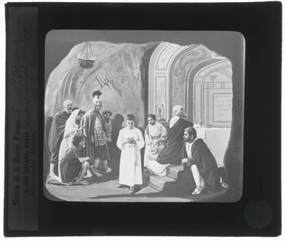 Tarcisius de Rome, Italie, dessin, photo plaque de verre, positif 8,5x10 cm