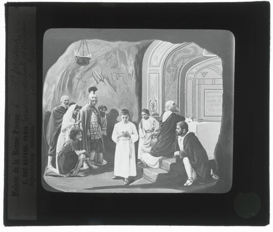 Tarcisius de Rome, Italie, dessin, photo plaque de verre, positif 8,5x10 cm