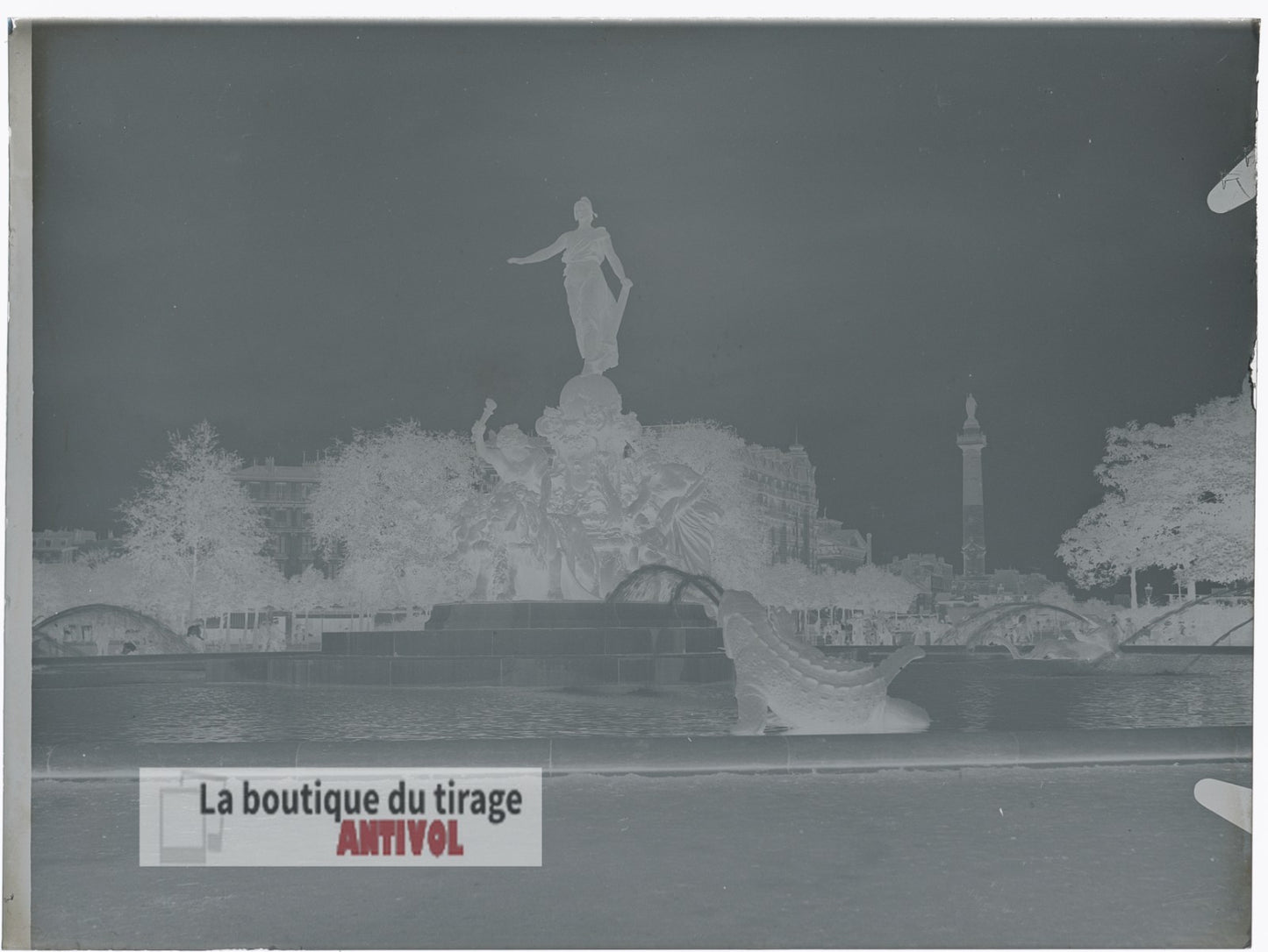 Place de la Nation, Paris, plaque verre, photo ancienne, négatif 9x12 cm