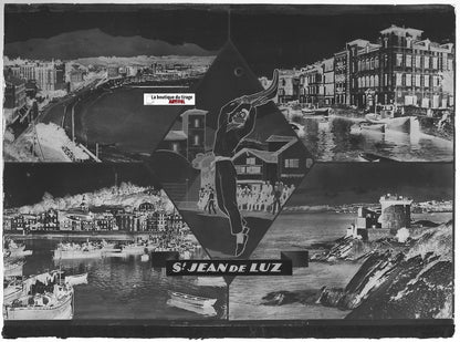 Saint-Jean-de-Luz, Plaque verre photo vintage, négatif noir & blanc 10x15 cm