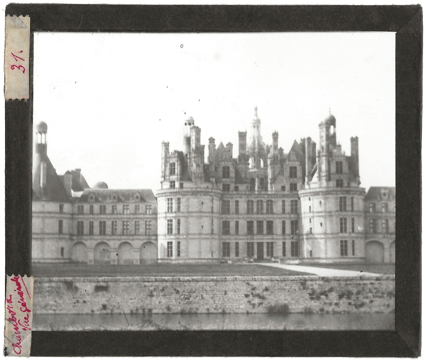 Château de Chambord, photo ancienne plaque de verre, positif 8,5x10 cm