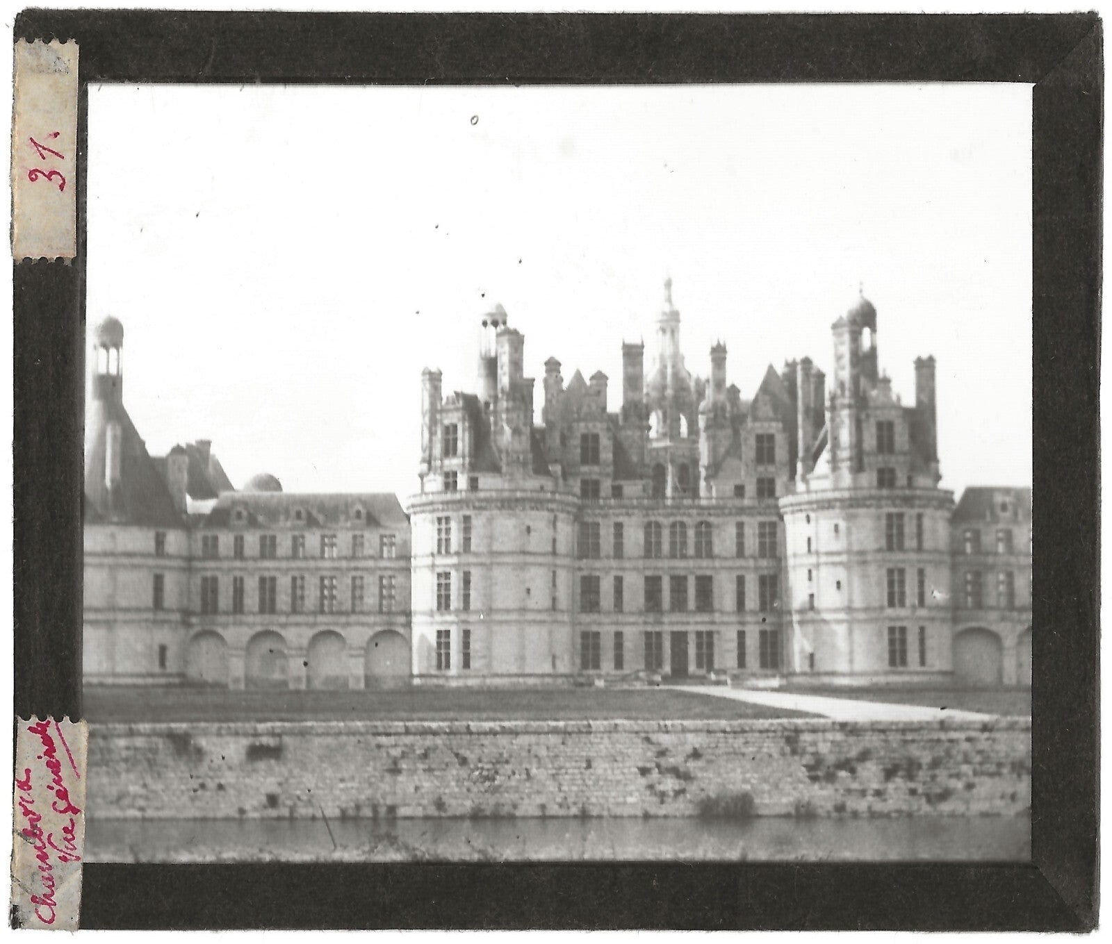 Château de Chambord, photo ancienne plaque de verre, positif 8,5x10 cm