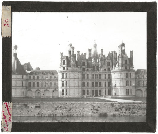 Château de Chambord, photo ancienne plaque de verre, positif 8,5x10 cm