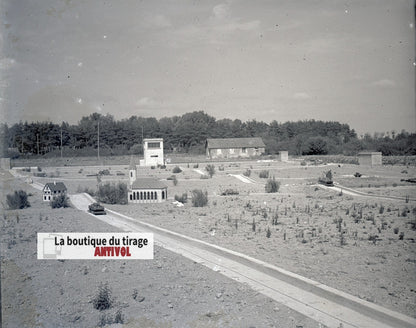 Camp du Ruchard, soldats, plaque verre, photo ancienne, négatif N&B 6x13 cm