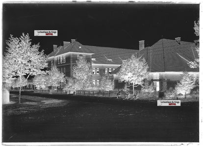 Plaque verre photo ancienne négatif noir et blanc 13x18 cm camp militaire Bitche