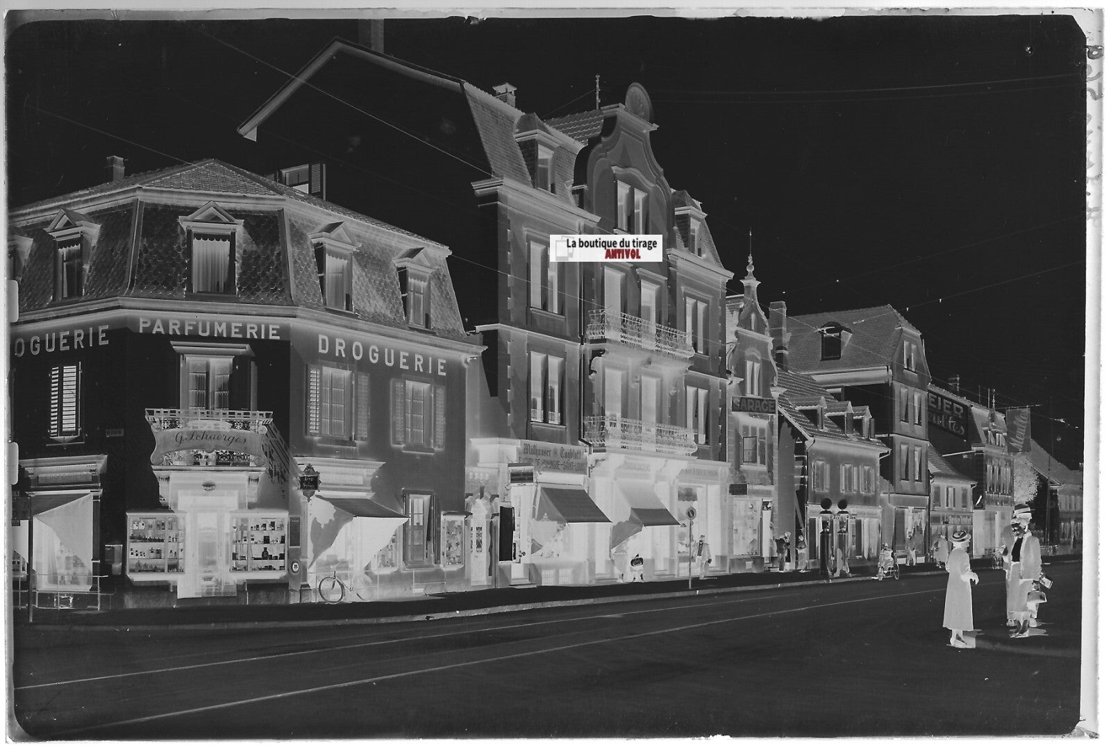 Saint-Louis, ancien commerce, Plaque verre photo, négatif noir & blanc 10x15 cm