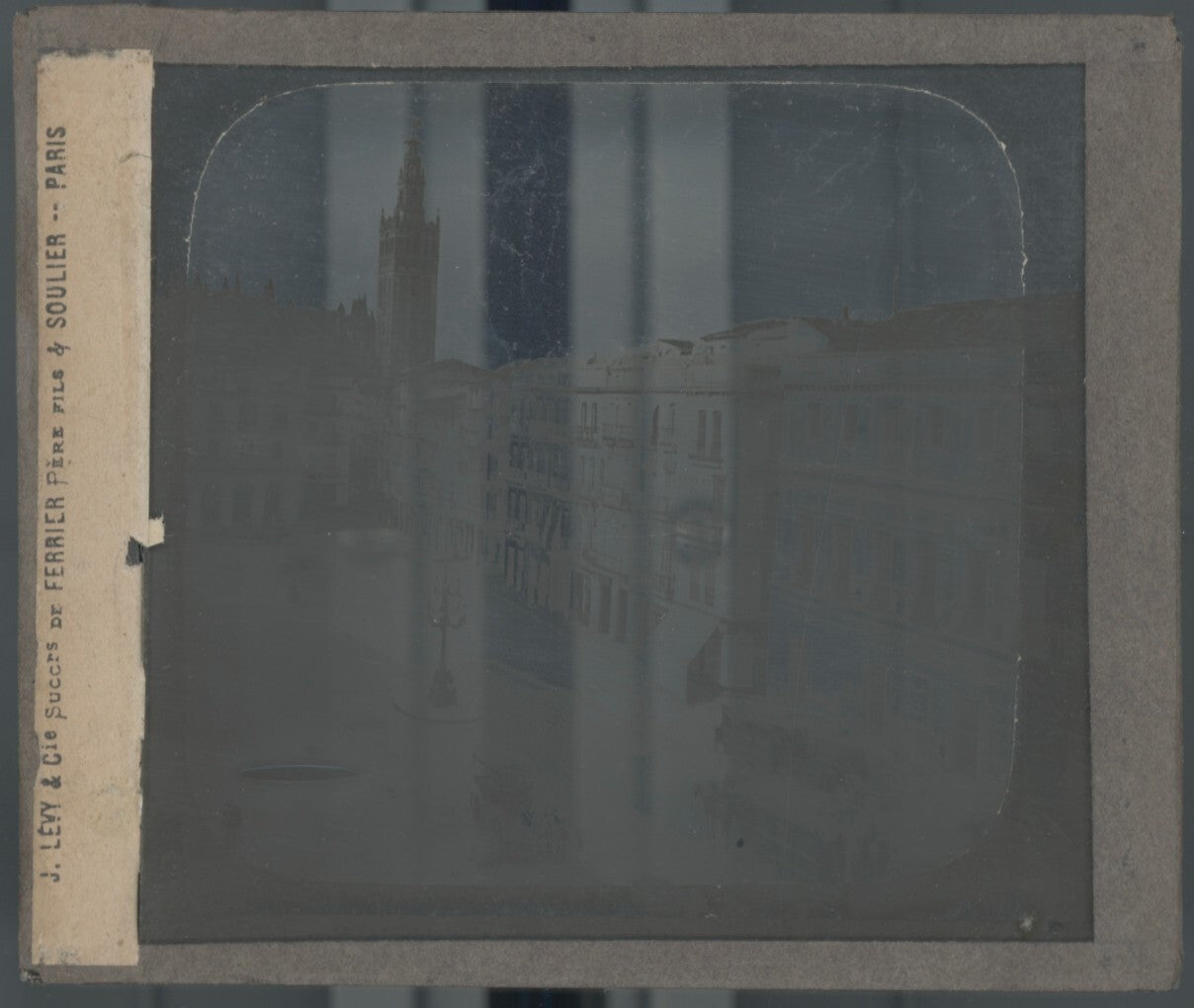 Plaza de San Francisco, Séville, photo ancienne plaque verre, positif 8,5x10 cm