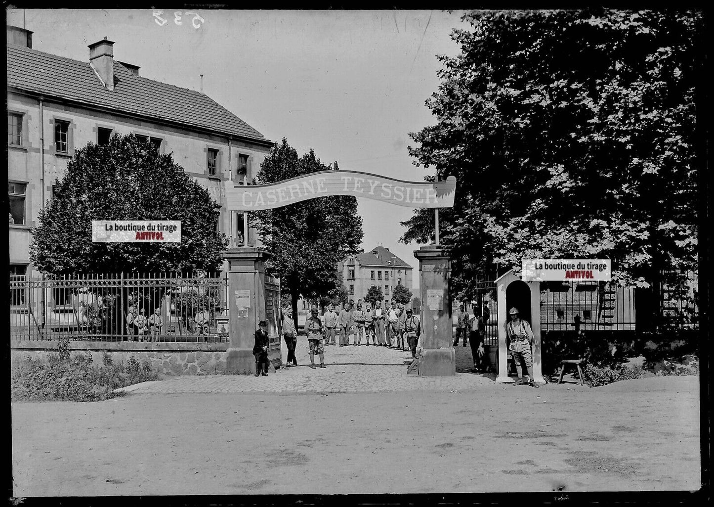 Camp Bitche, soldats guerre, photos plaque de verre, lot de 5 négatifs 13x18 cm