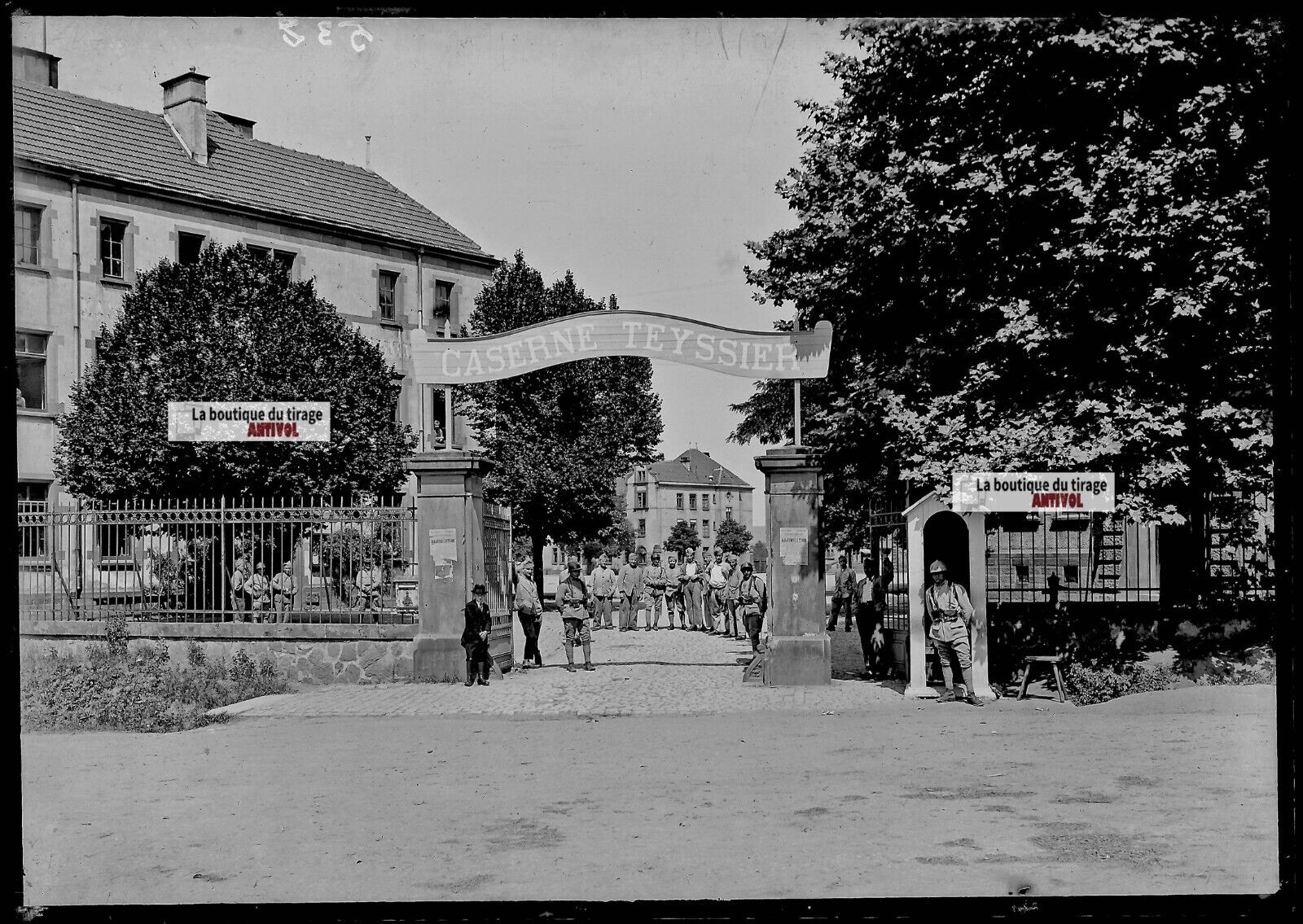 Camp Bitche, soldats guerre, photos plaque de verre, lot de 5 négatifs 13x18 cm