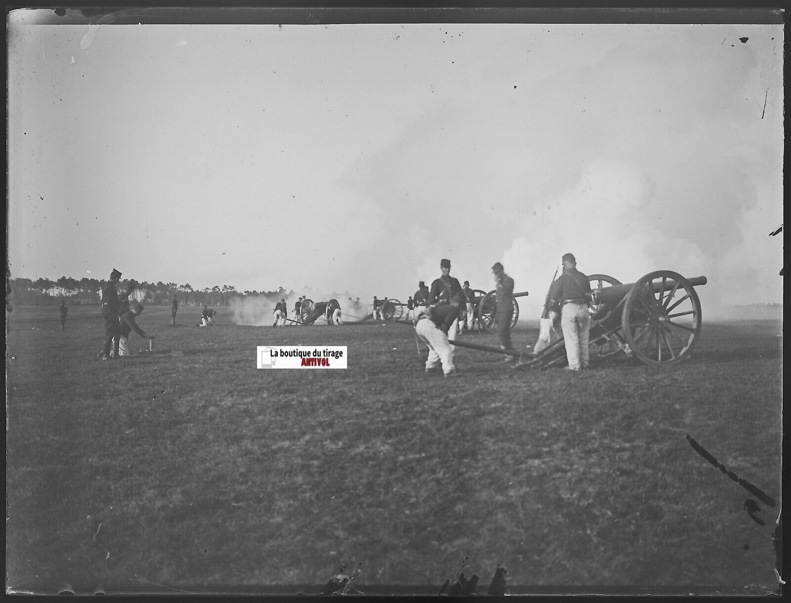 Camp militaire Meucon, Plaque verre photo ancienne, négatif noir & blanc 9x12 cm