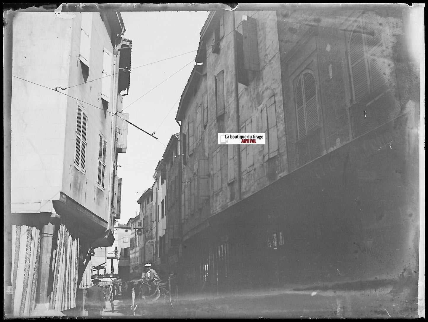 Perpignan, rue des Marchands, Plaque verre photo négatif noir & blanc 9x12 cm