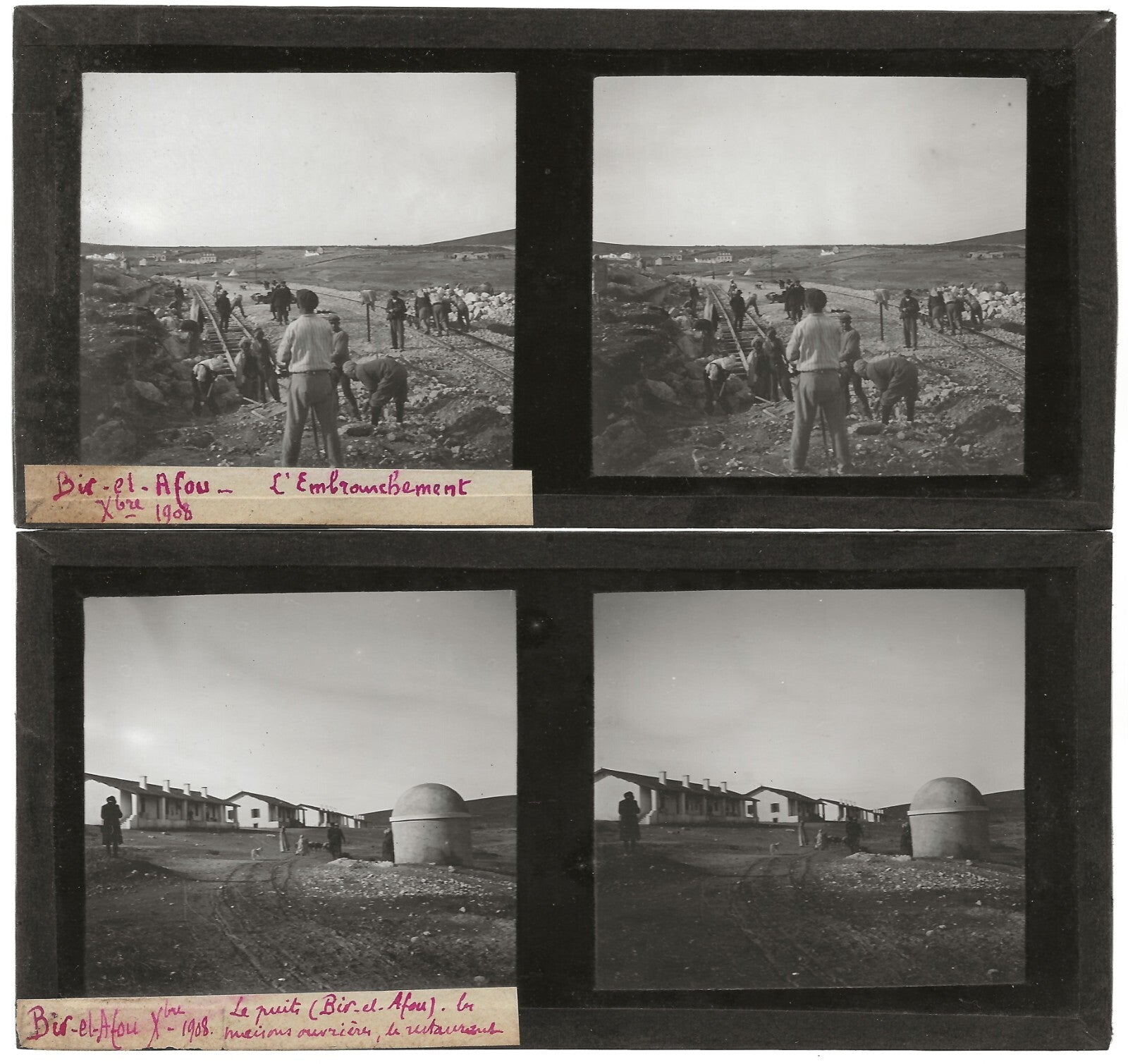 Tunisie Algérie, photos stéréoscopique plaques de verre, lot 10 positifs 7x15 cm