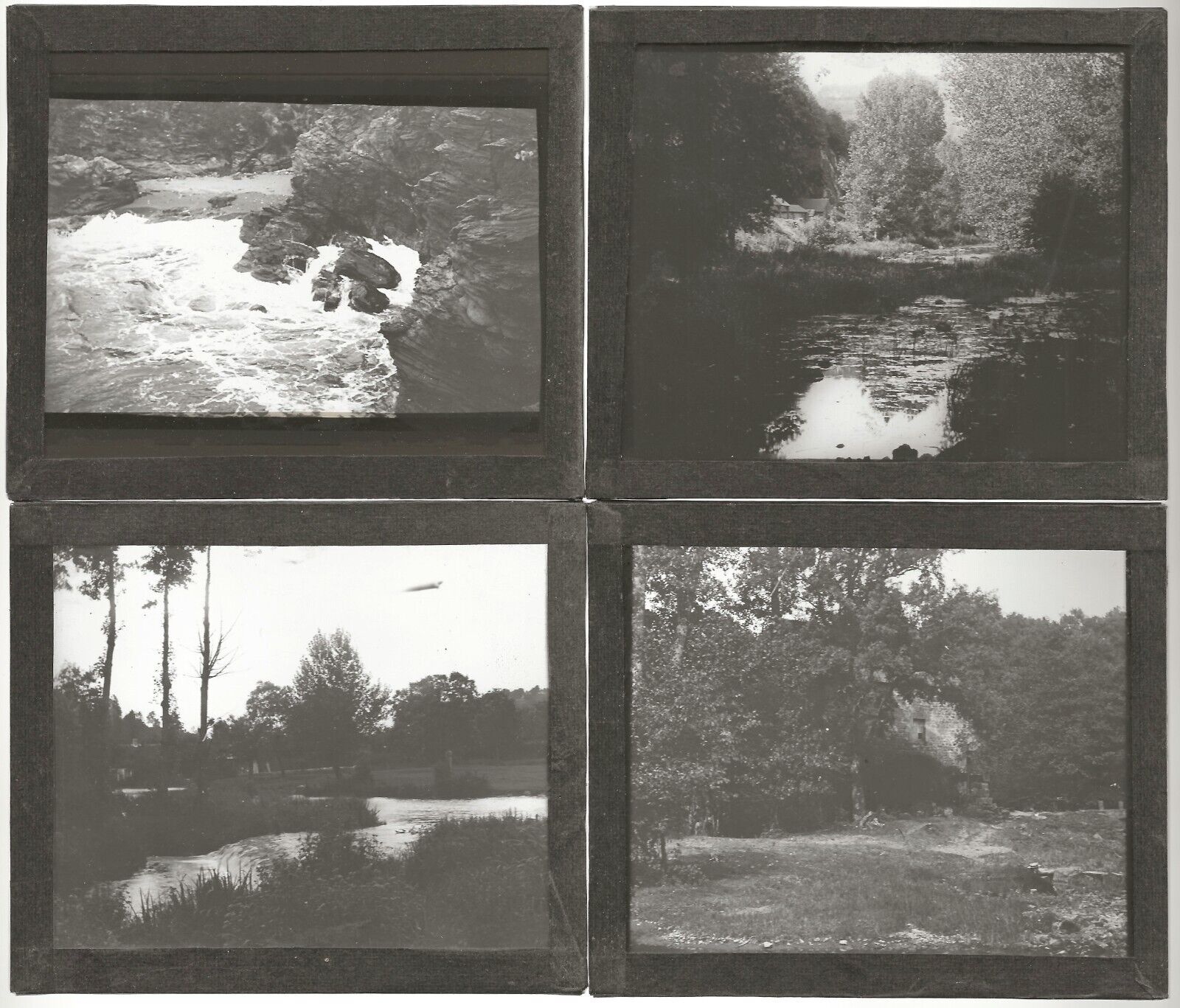 Campagne, voyage France, photos plaques de verre, lot 10 positifs 8,5x10 cm