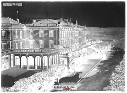 Plaque verre photo ancienne négatif noir et blanc 13x18 cm Vittel hôtel Terminus