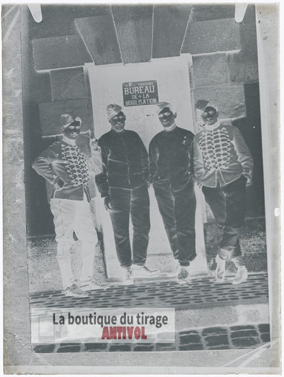 10ᵉ régiment de chasseurs, plaque verre, photo ancienne, négatif 9x12 cm