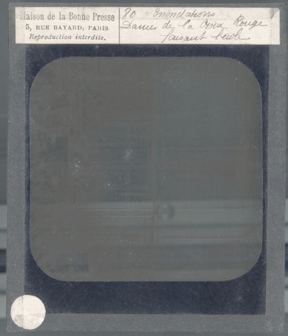 La Croix Rouge, inondations Paris, photo plaque verre, positif 8,5x10 cm