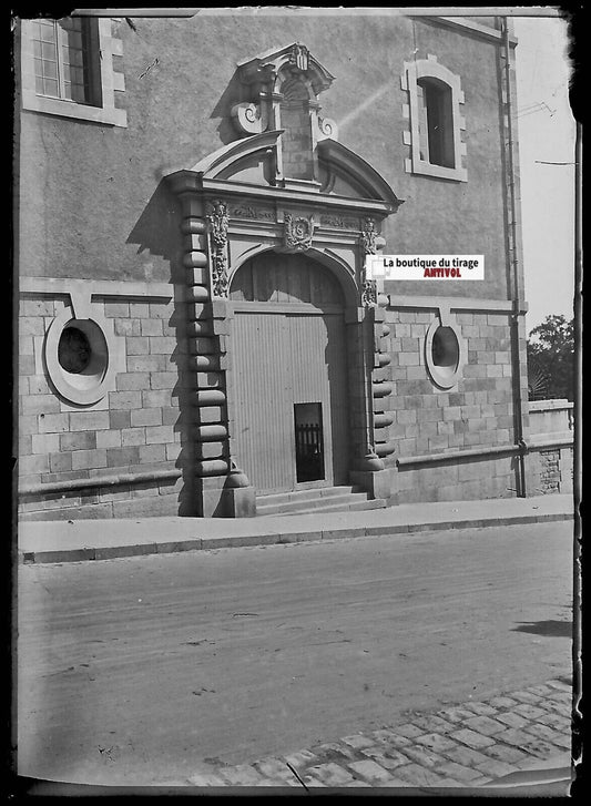 Rennes, centre-ville, Plaque verre photo ancienne, négatif noir & blanc 6x9 cm