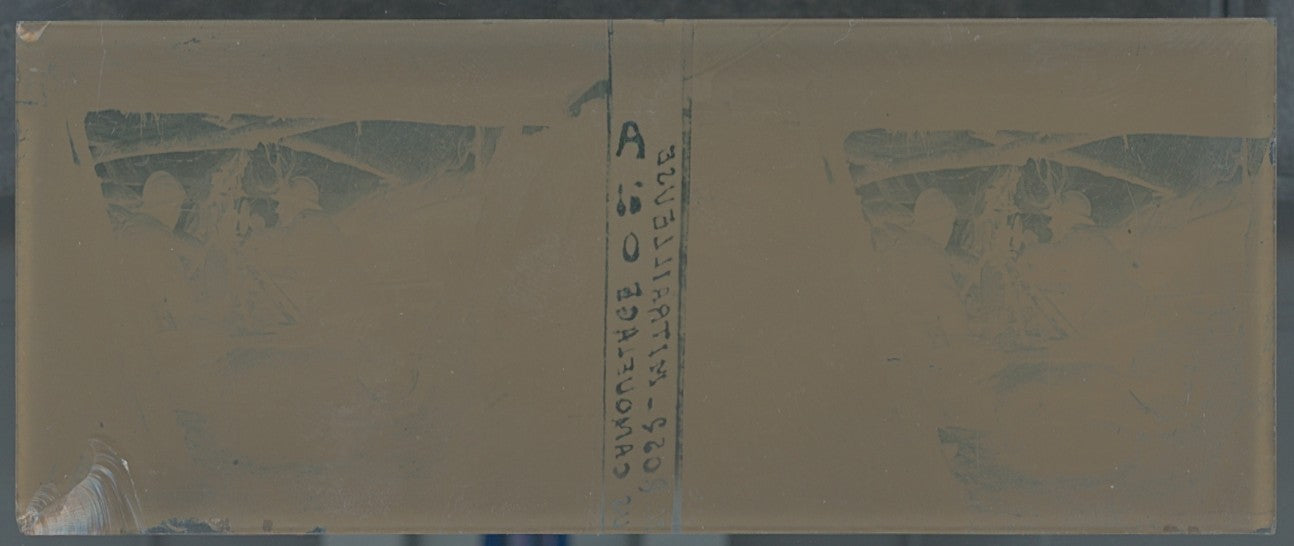 Mitrailleuse, soldats, WW1, plaque verre stéréo, photo ancienne 4,5x10,7 cm