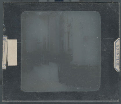 Intérieur d’église gothique, photo plaque verre, noir & blanc, positif 8,5x10 cm