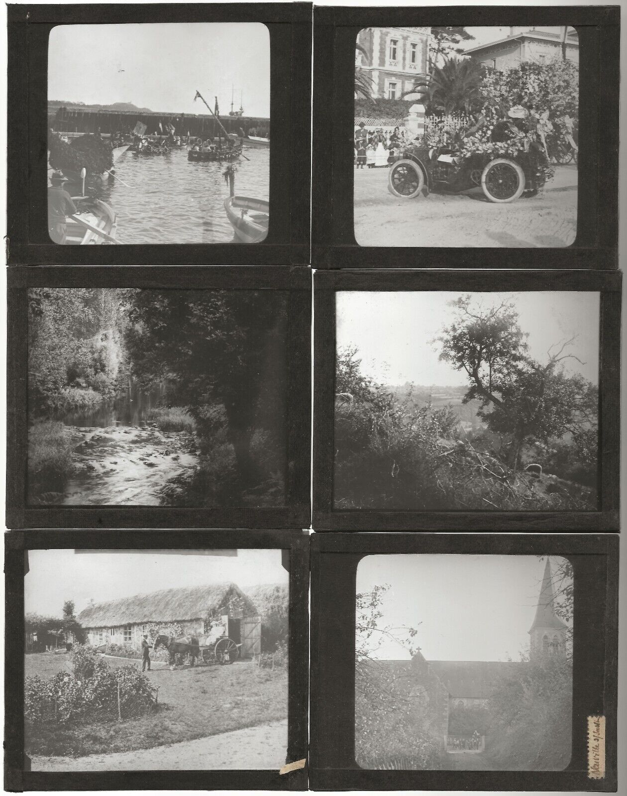 Vie à la campagne, Neuville, photos plaques de verre, lot 10 positifs 8,5x10 cm