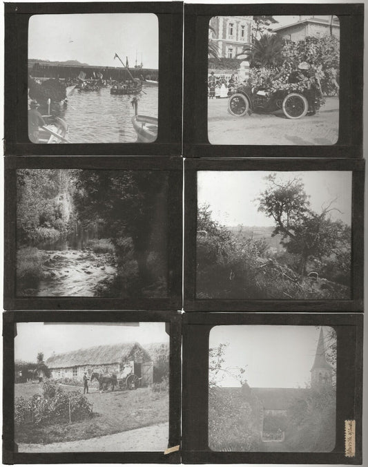 Vie à la campagne, Neuville, photos plaques de verre, lot 10 positifs 8,5x10 cm