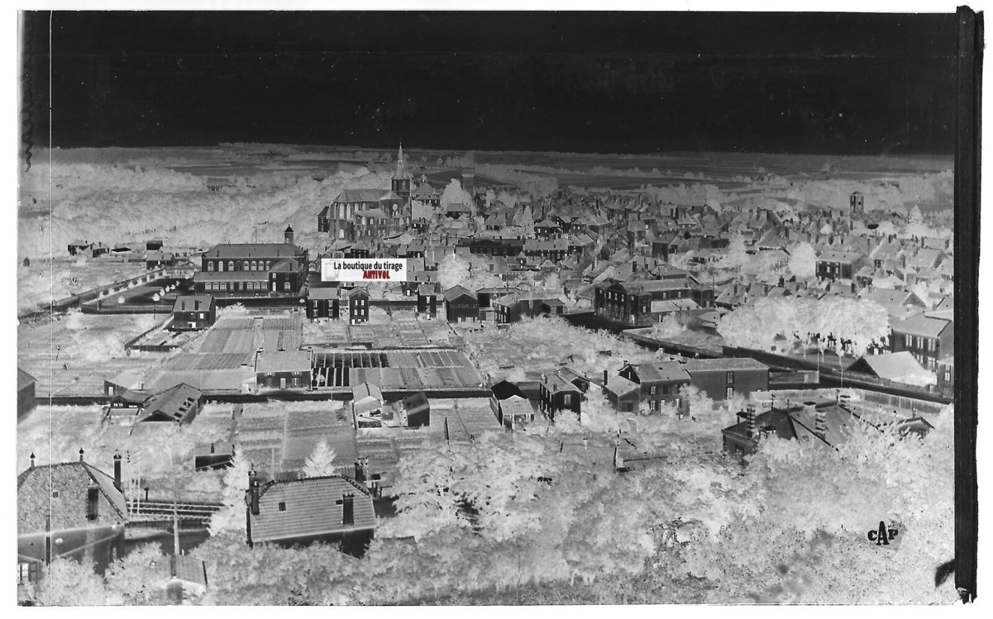 Plaque verre photo négatif noir & blanc 9x14 cm Neufchâteau ville, Vosges