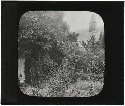 Château, ruines et chapelle, Lucheux,  photo plaque verre, positif 8,5x10 cm