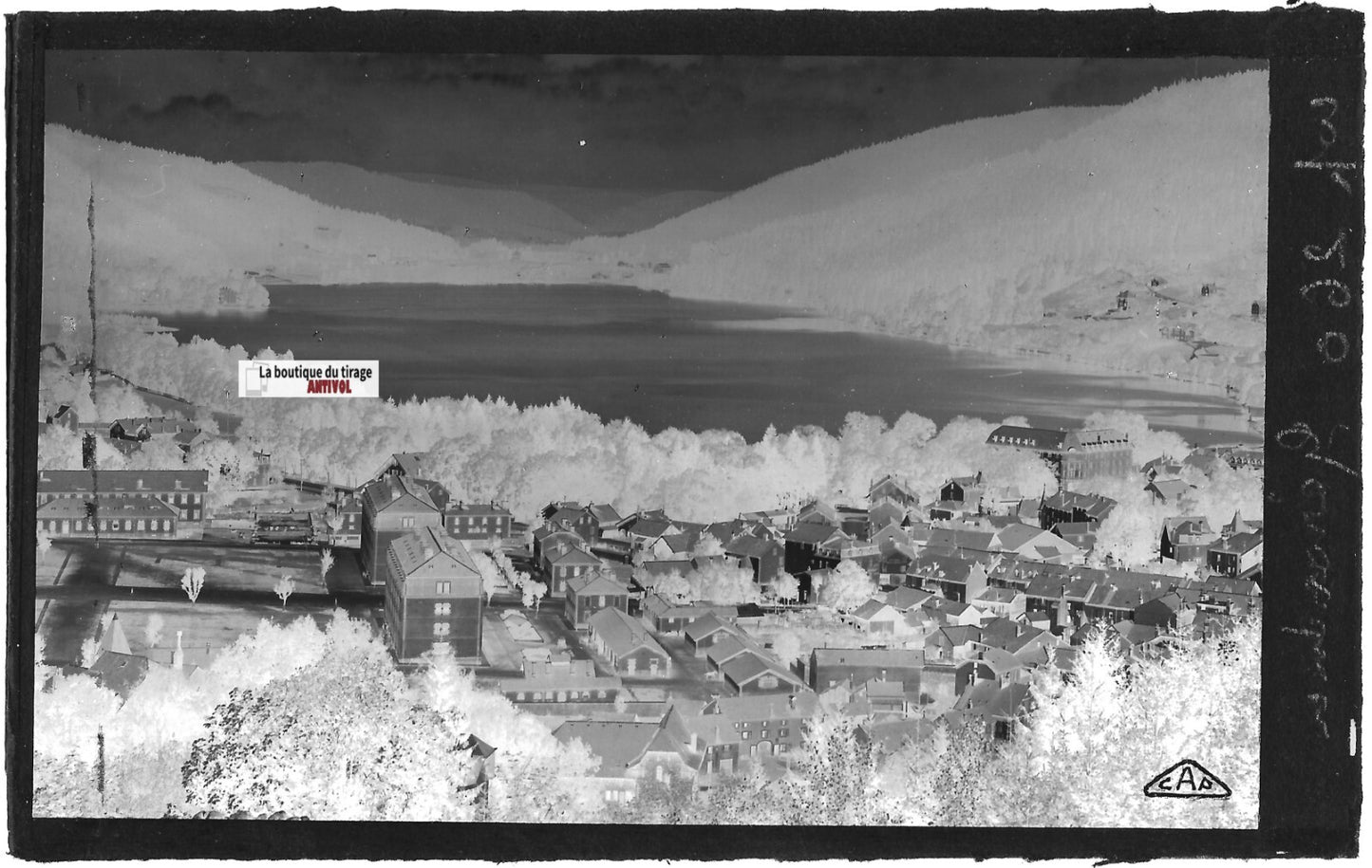 Plaque verre photo négatif noir & blanc 09x14 cm, lac de Gérardmer, Vosges