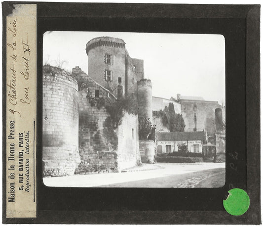 Tour Louis XI, Loches, photo ancienne plaque de verre, positif 8,5x10 cm