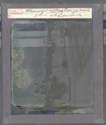 Paris, Statue Strasbourg, Place de la Concorde, plaque verre, positif 8,5x10 cm