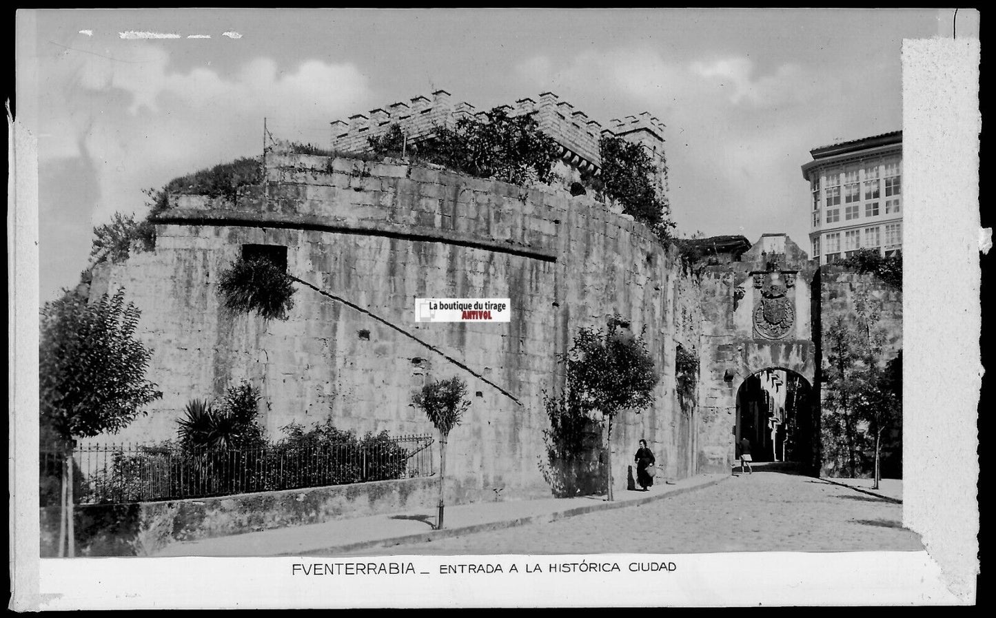 Plaque verre photo vintage négatif noir & blanc 9x14 cm Fuenterrabia 0914169