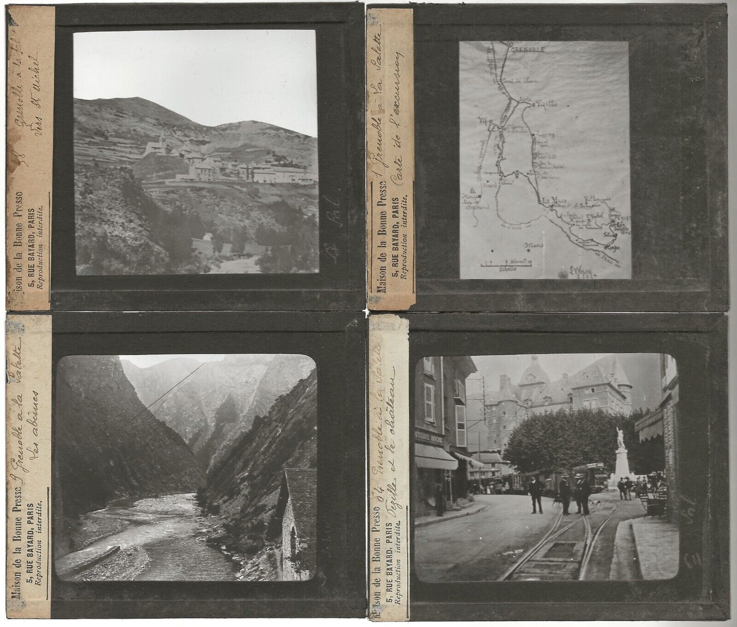 Grenoble, La Salette Vizille, photos plaques de verre, lot 10 positifs 8,5x10 cm