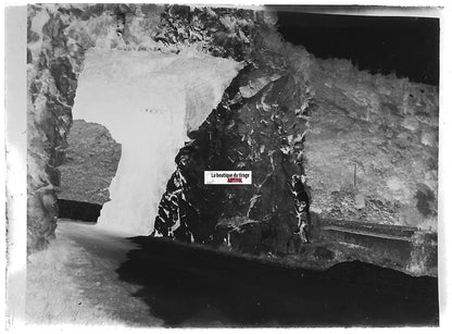 Rocher, paysage, Plaque verre photo ancienne, négatif noir & blanc 6x9 cm