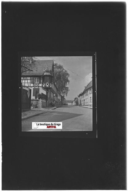 Village à situer, Plaque verre photo ancienne, positif noir & blanc 10x15 cm