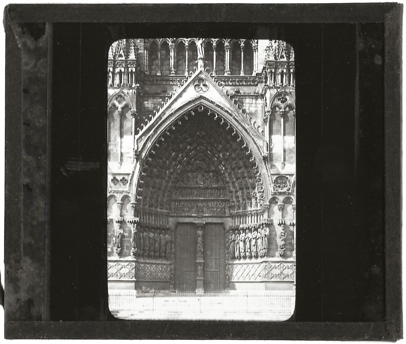 Cathédrale Notre-Dame d'Amiens, photo ancienne plaque verre, positif 8,5x10 cm