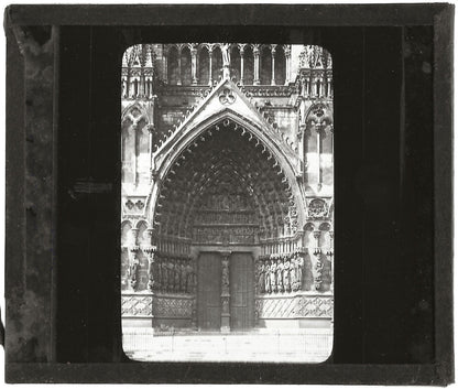 Cathédrale Notre-Dame d'Amiens, photo ancienne plaque verre, positif 8,5x10 cm