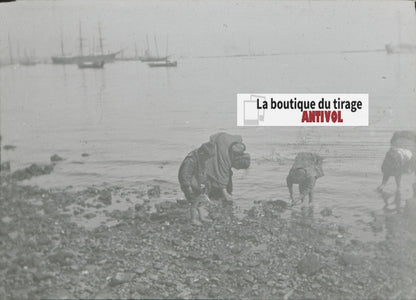 Yokohama, Japon, bateaux, photo plaque verre, noir & blanc, positif 8,5x10 cm