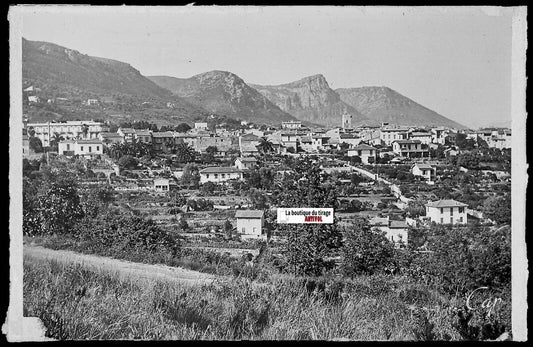 Plaque verre photo ancienne, négatif noir & blanc 9x14 cm, Vence, France