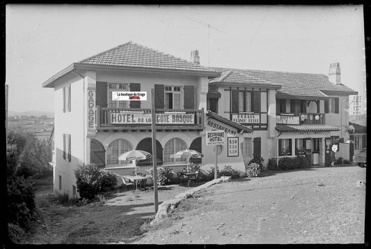 Bidart hôtel côte basque, Plaque verre photo, négatif noir & blanc 10x15 cm