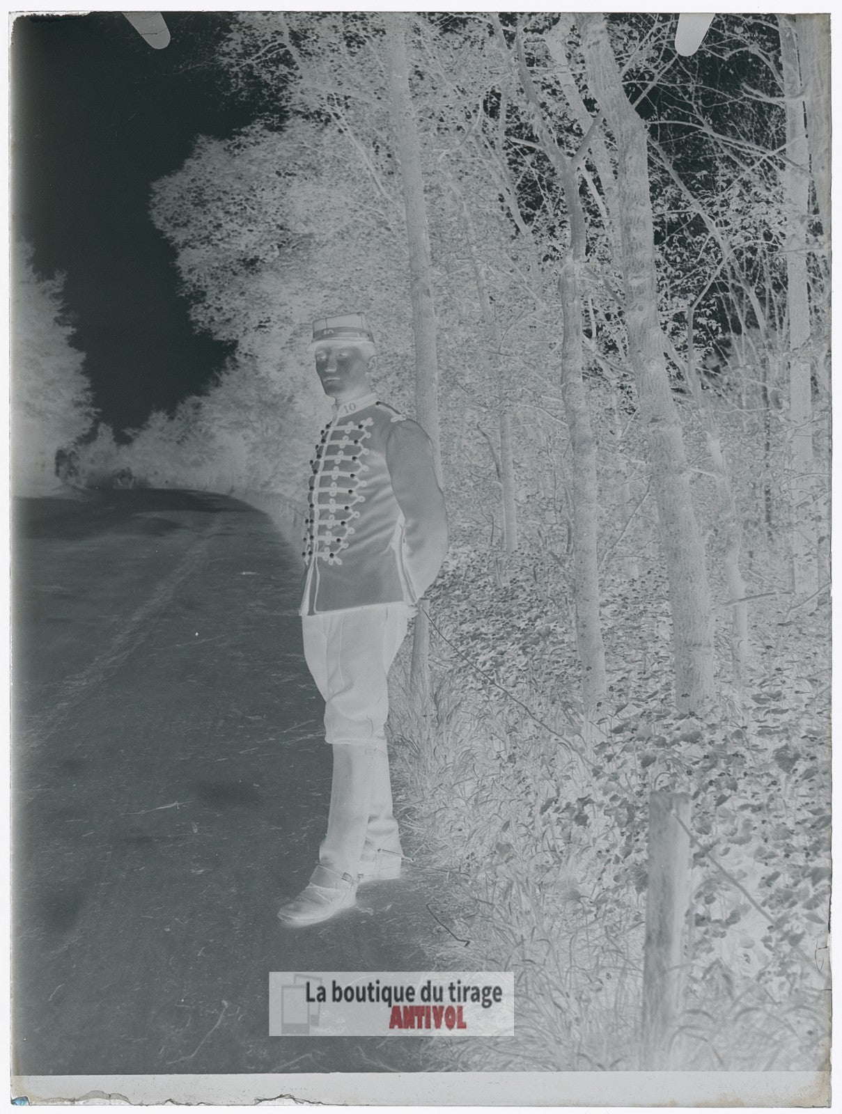 Officier 10ᵉ régiment Hussard, plaque verre, photo ancienne, négatif 9x12 cm