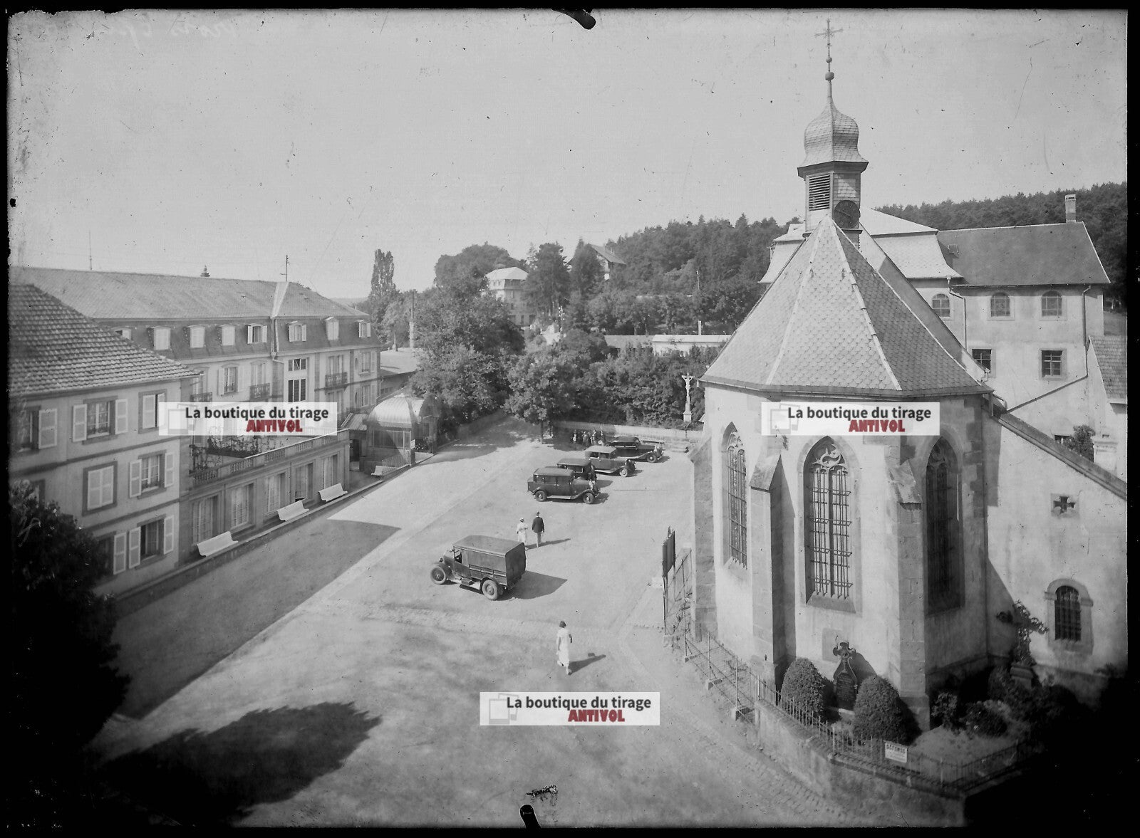 Plaque verre photo ancienne négatif noir et blanc 13x18 cm Trois Epis France