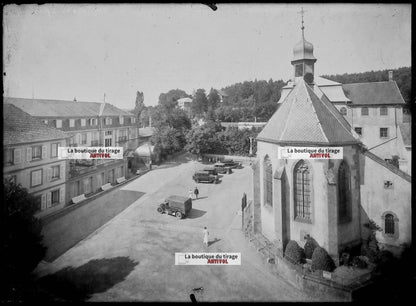 Plaque verre photo ancienne négatif noir et blanc 13x18 cm Trois Epis France
