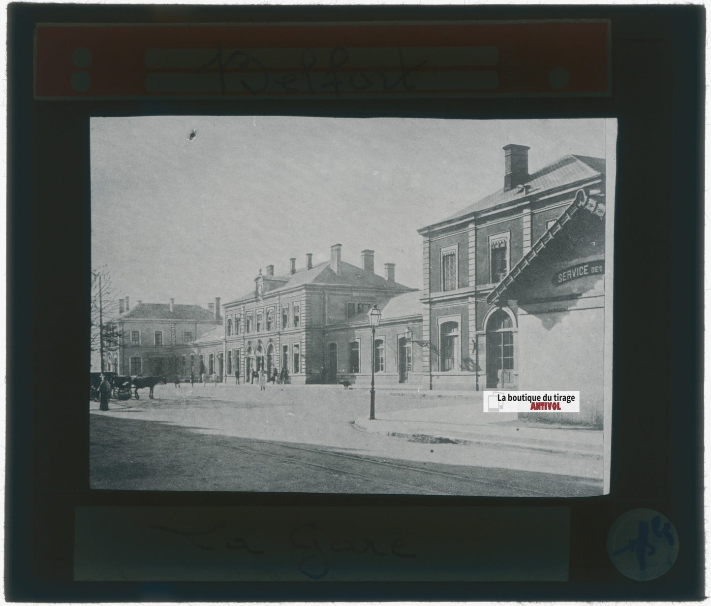 Belfort, gare, France, photo plaque verre, noir & blanc, positif 8,5x10 cm
