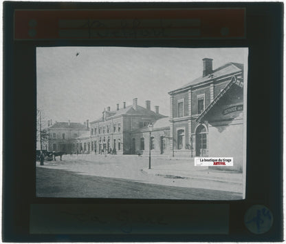 Belfort, gare, France, photo plaque verre, noir & blanc, positif 8,5x10 cm
