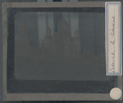 Cathédrale, Irkoutsk Russie, photo plaque verre, noir & blanc, positif 8,5x10 cm