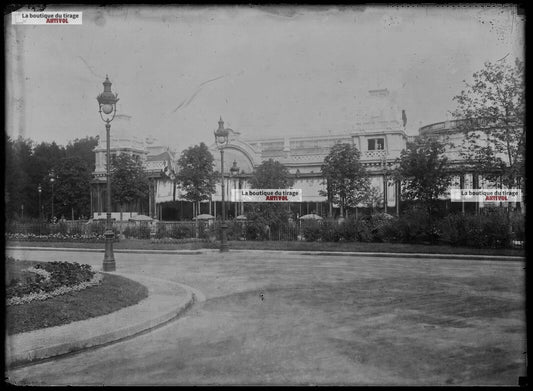 Plaque verre photo ancienne négatif noir et blanc 13x18 cm Vittel casino France