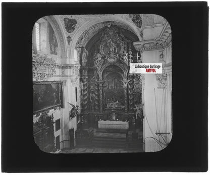 Hôpital de la Charité, Séville, Espagne, photo plaque verre, positif 8,5x10 cm