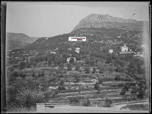 Saint-Paul de Vence, Plaque verre photo ancienne, négatif noir & blanc 9x12 cm