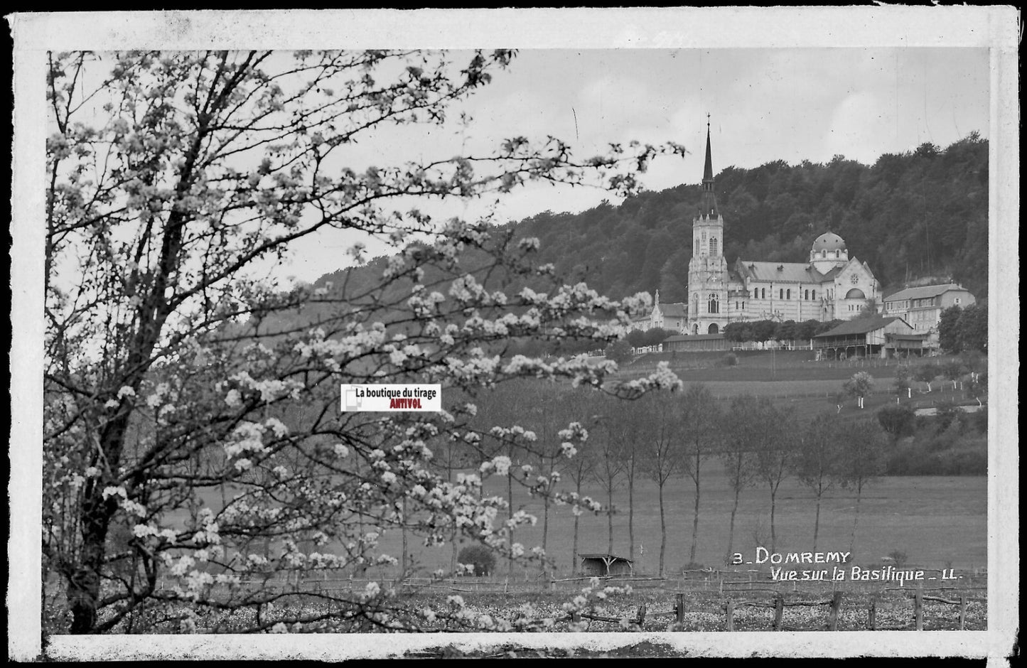 Plaque verre photo ancienne, négatif noir & blanc 9x14 cm, Domrémy-la-Pucelle