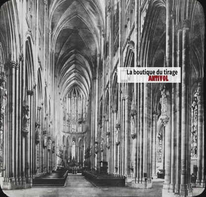 Cathédrale de Cologne, Allemagne, photo ancienne plaque verre, positif 8,5x10 cm